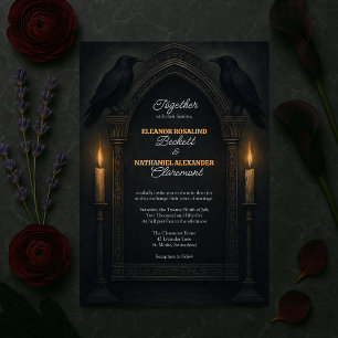 Gothic Raven Candlelight Arch bröllopsinbjudan Inbjudningar