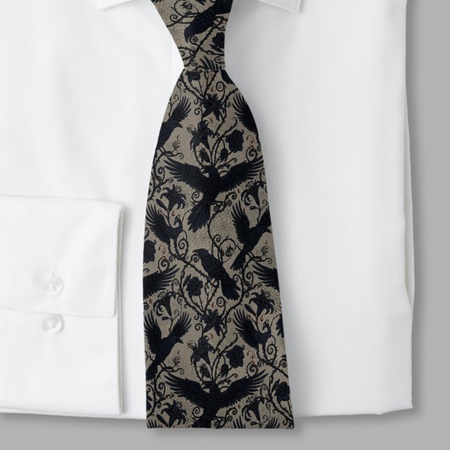 Gothic Raven Dark Academia Alternative Wedding Slips (Whimsigoth raven necktie)
