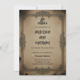 Gothic Raven Floral Wedding Arch Invitation Inbjudningar