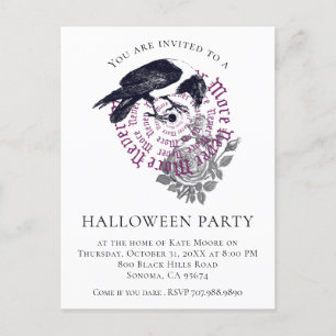 Gothic Raven Halloween fest-inbjudan Inbjudan Vykort