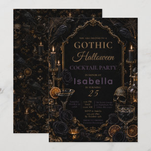 Gothic Raven Halloween-fest Inbjudningar