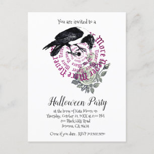 Gothic Raven har aldrig bjudit in fler Halloween f Inbjudan Vykort