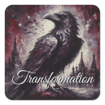 Gothic Raven Kråka Bird Painting Black Art