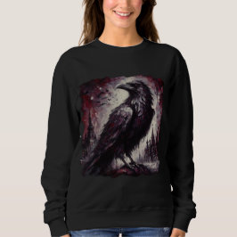 Gothic Raven Kråka Bird Painting Black Art T Shirt