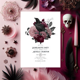 Gothic Raven och Mörk Blommigt Bachelorette Party Inbjudningar