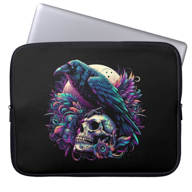 Gothic Raven på Skull Laptop Fodral (Framsidan)