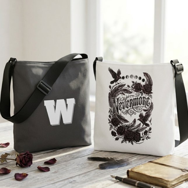 Gothic Raven Poem Literary Dark Romantic Axelväska (Gothic raven literary dark romantic crossbody bag)