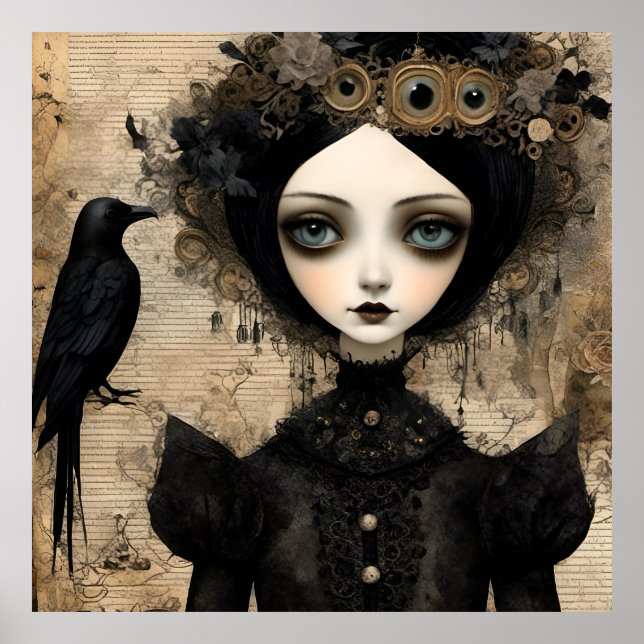 Gothic Raven Princess Collage Poster (Framsidan)