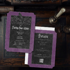 Gothic Raven Purple Darkly Ever After Wedding Inbjudningar