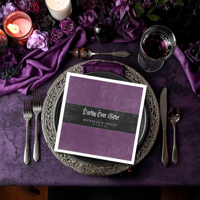Gothic Raven Purple Darkly Ever After Wedding Pappersservett (Skapare uppladdad)