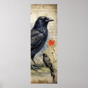 Gothic Raven Red & Ro Poster