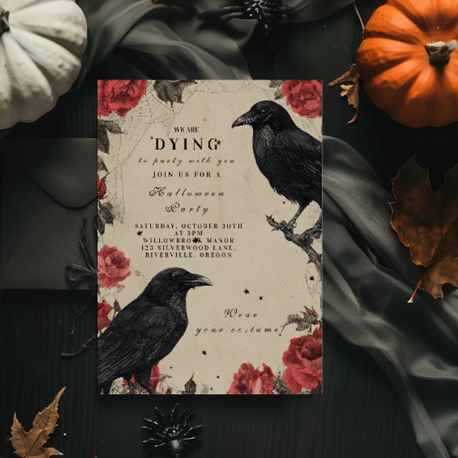 Gothic Raven Ro Halloween fest Inbjudningar (Skapare uppladdad)