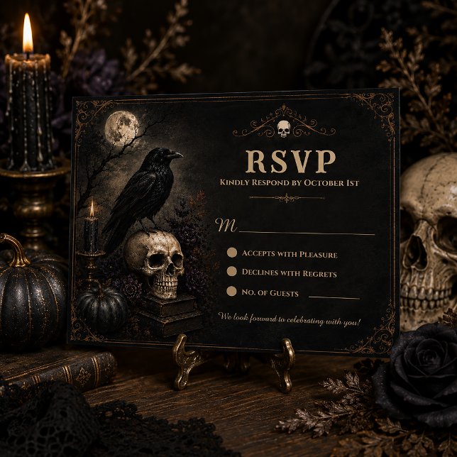 Gothic Raven Skull Full Moon | OSA Kort (Skapare uppladdad)