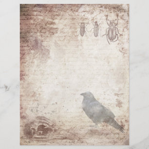Gothic Raven Vintage Parchment Scrapbook Papper