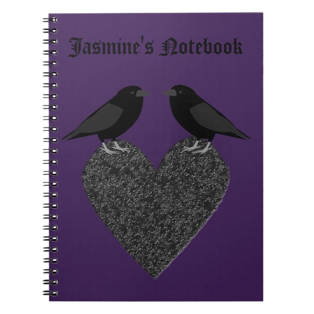 Gothic Ravens and Black Heart Anpassningsbar Anteckningsbok (Framsidan)