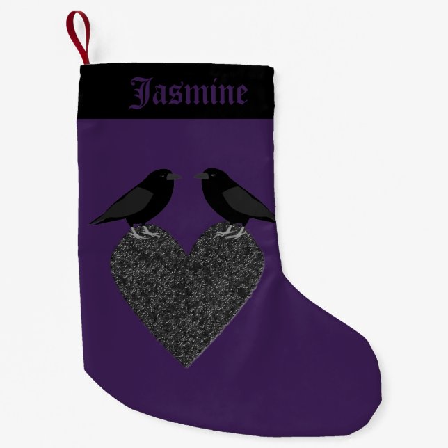 Gothic Ravens and Black Heart Anpassningsbar Liten Julstrumpa (Framsidan)