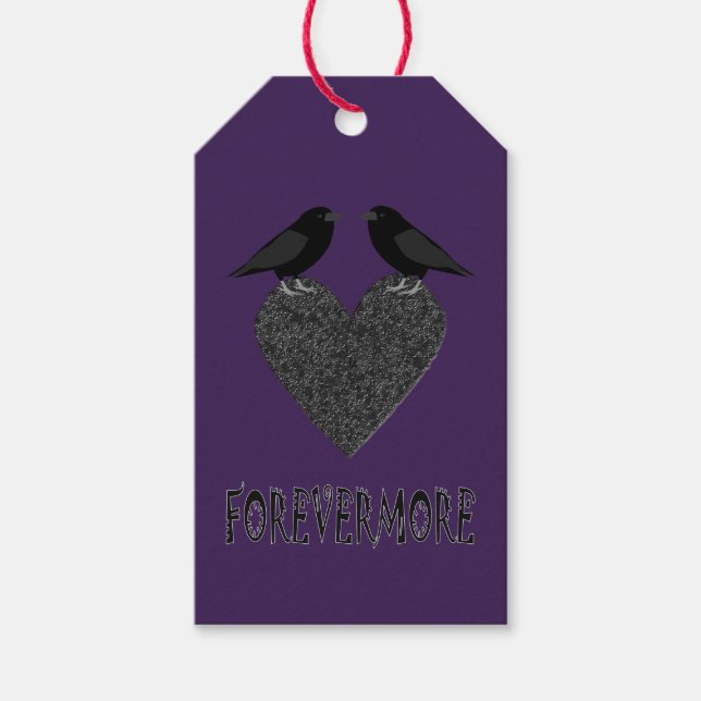 Gothic Ravens and Black Heart Anpassningsbar Presentetikett (Framsidan)