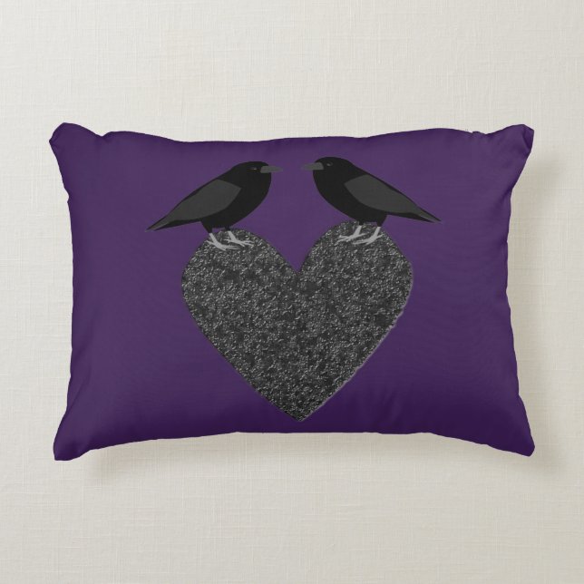 Gothic Ravens and Black Heart Anpassningsbar Prydnadskudde (Framsidan)