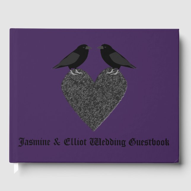 Gothic Ravens and Black Heart Bröllop Gästböcker (Framsida)