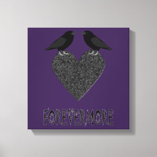 Gothic Ravens and Black Heart Canvastryck