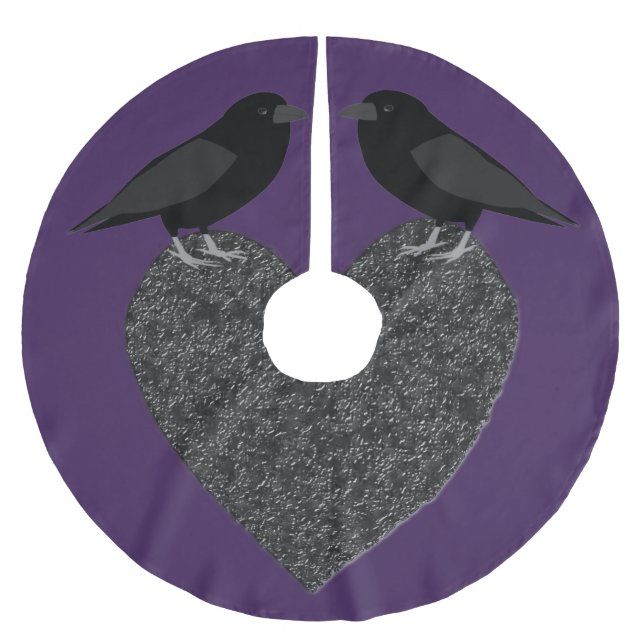 Gothic Ravens and Black Heart Julgransmatta Borstad Polyester (Framsidan)