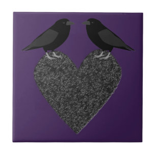 Gothic Ravens and Black Heart Kakelplatta