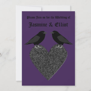 Gothic Ravens and Black Heart Personligt bröllp Inbjudningar