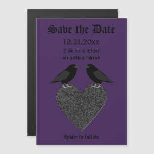 Gothic Ravens and Black Heart Personligt bröllp Magnetisk Inbjudningskort