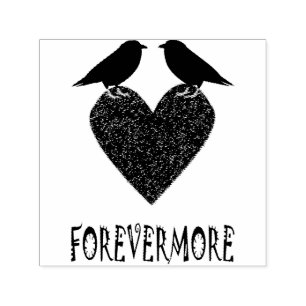 Gothic Ravens and Black Heart Självfärgande Stämpel