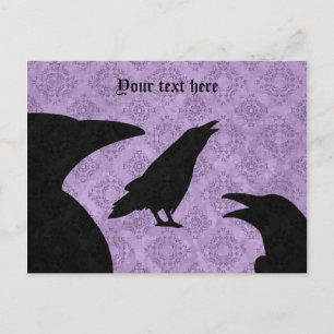 Gothic ravens black and lila vykort
