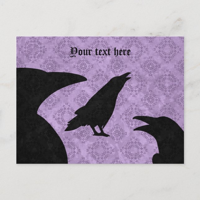 Gothic ravens black and lila vykort (Framsida)