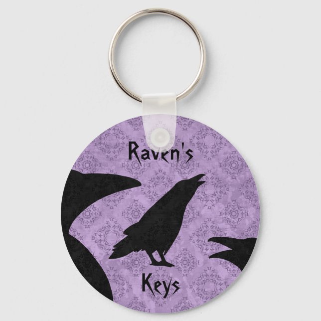Gothic Ravens black och lila add you name Nyckelring (Framsida)