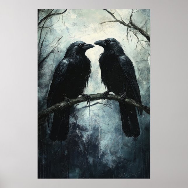 Gothic Ravens: En Mörk och Mysterious Oljemålning Poster (Framsidan)