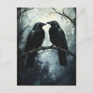 Gothic Ravens: En Mörk och Mysterious Oljemålning Vykort
