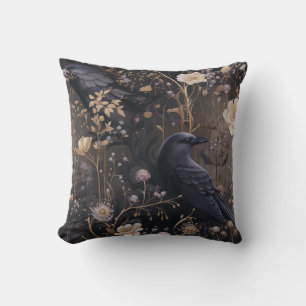 Gothic Ravens & Flowers Mönster Kudde