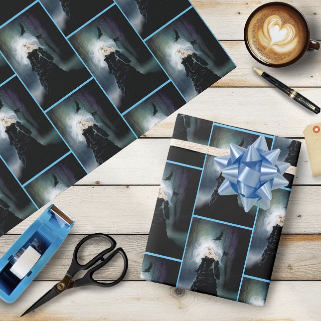 Gothic Ravens Forest Woman Black Presentpapper (Skapare uppladdad)