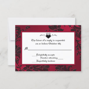 Gothic Red and Black Blommigt OSA kort