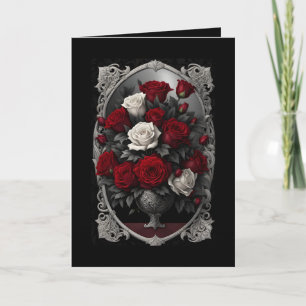 Gothic Red and White Ro Mors dag Helgkort