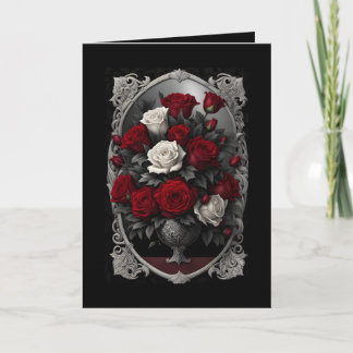 Gothic Red and White Ro Mors dag Helgkort