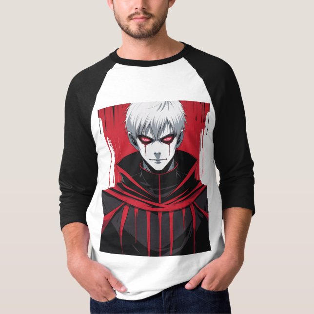 Gothic Red Black Anime T-Shirt (Framsida)