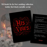Gothic Red & Black Bröllop Vow Brev - hans Vows