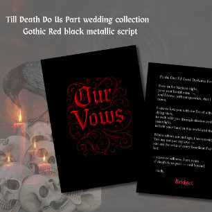 Gothic Red & Black Bröllop Vow Brev - våra Vows Kort