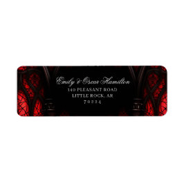 Gothic Red & Black Cathedral Returadress Etikett