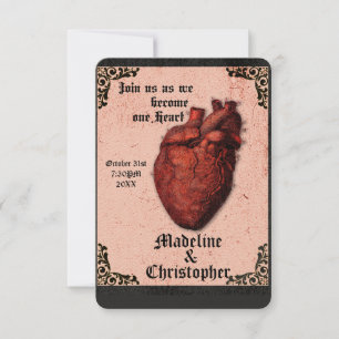 Gothic Red Black Macabre Heart Bröllopsbjudan Inbjudningar