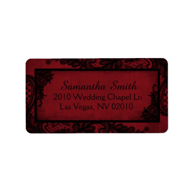 Gothic Red Black Snöre Grunge Bröllopsetiketter Adressetikett (Framsidan)