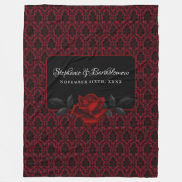 Gothic Red Damask Rose Wedding Fleecefilt