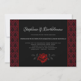 Gothic Red Damask Rose Wedding Invitation Inbjudningar