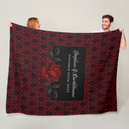 Gothic Red Damaskros Bröllop Fleecefilt