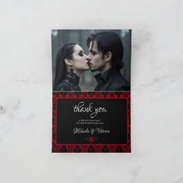 Gothic Red Damaskros Bröllop Tack Kort