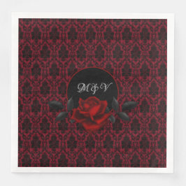 Gothic Red Damastrosen Bröllop Pappersservett